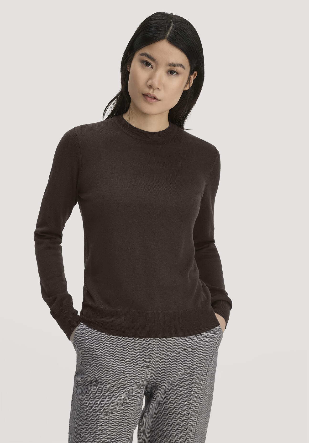 hessnatur Damen Pullover Regular aus Bio-Merinowolle - braun GrösseL