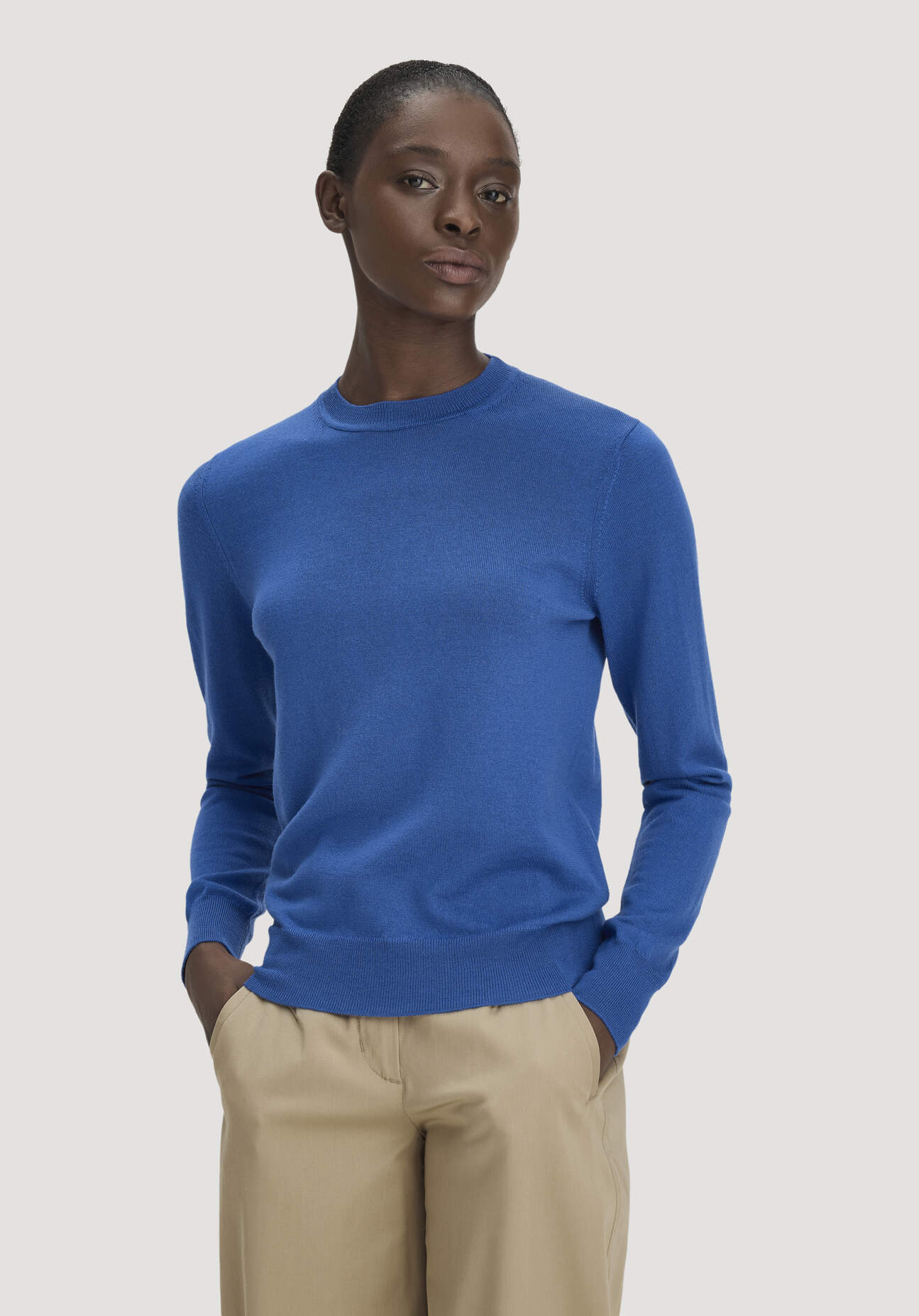 hessnatur Damen Pullover Regular aus Bio-Merinowolle - blau GrösseL