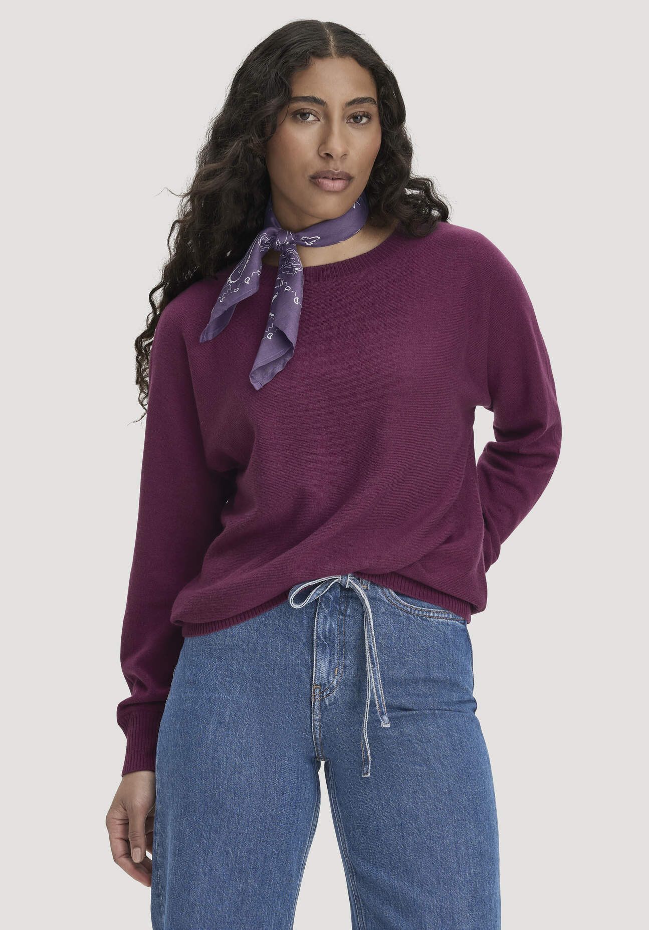 hessnatur Damen Pullover Relaxed aus Bio-Schurwolle mit Cashmere - rot GrösseL