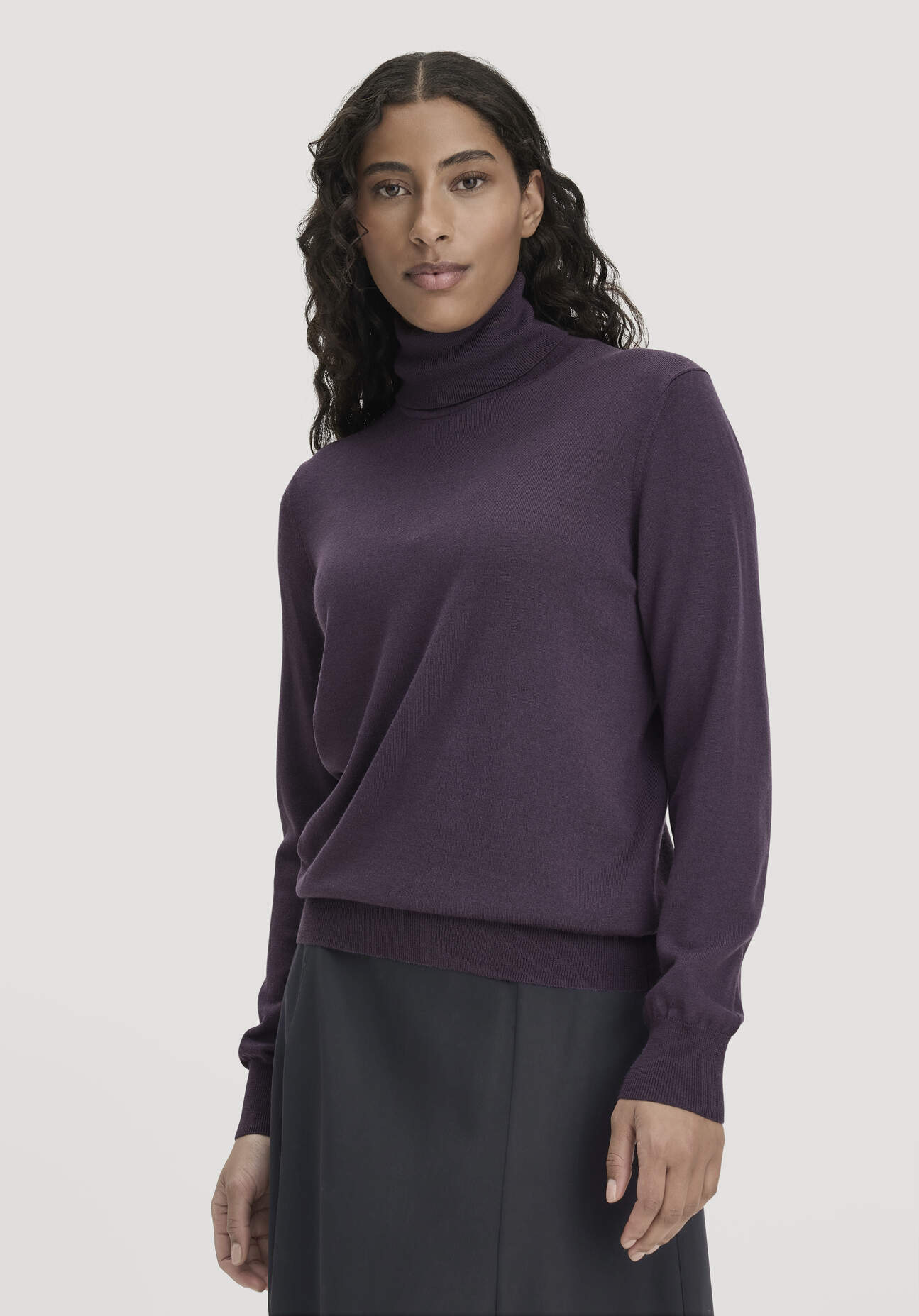 hessnatur Damen Rollkragenpullover Relaxed aus Bio-Merinowolle - lila GrösseXL