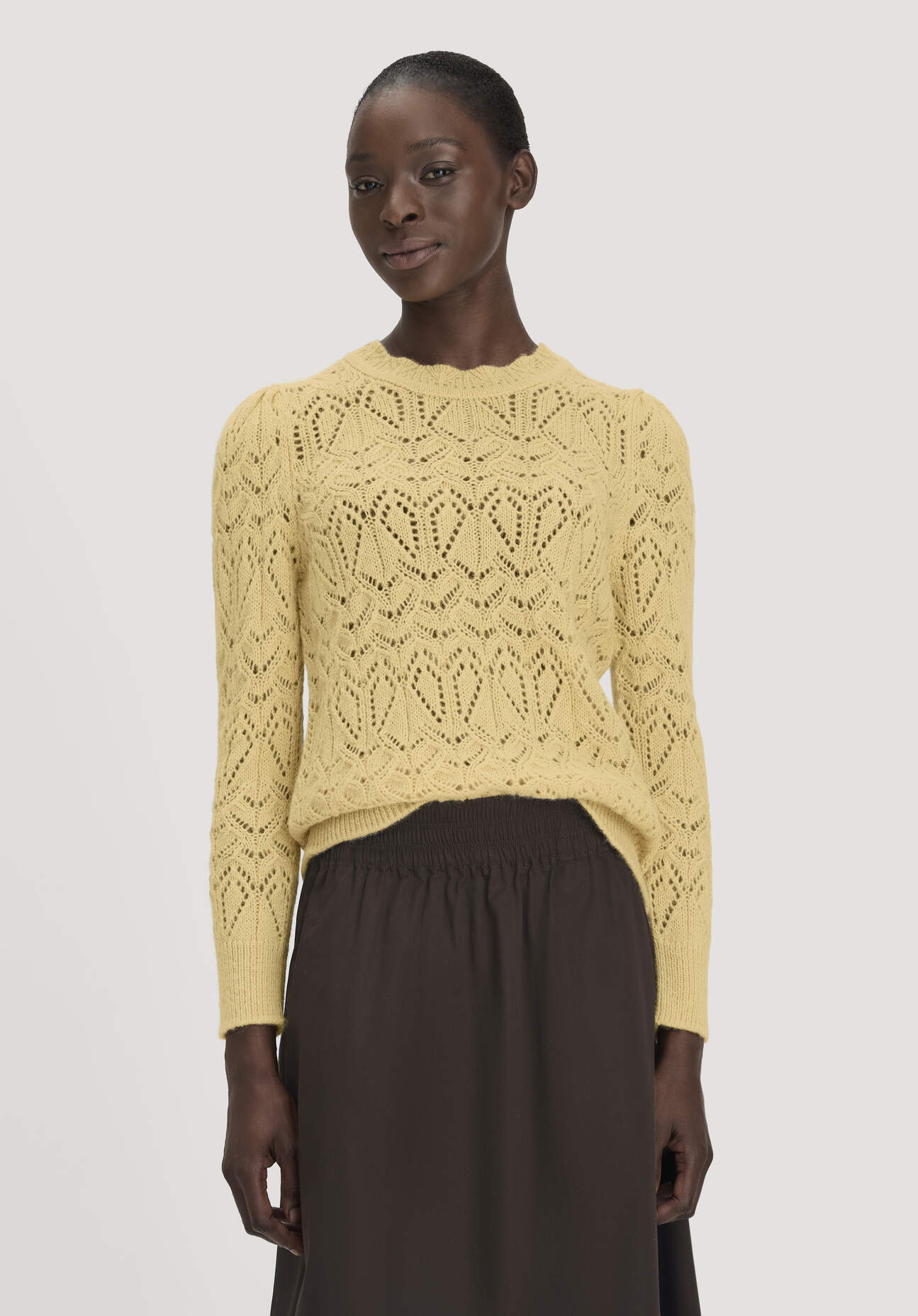 hessnatur Damen Pullover Regular aus Alpaka - gelb GrösseXS