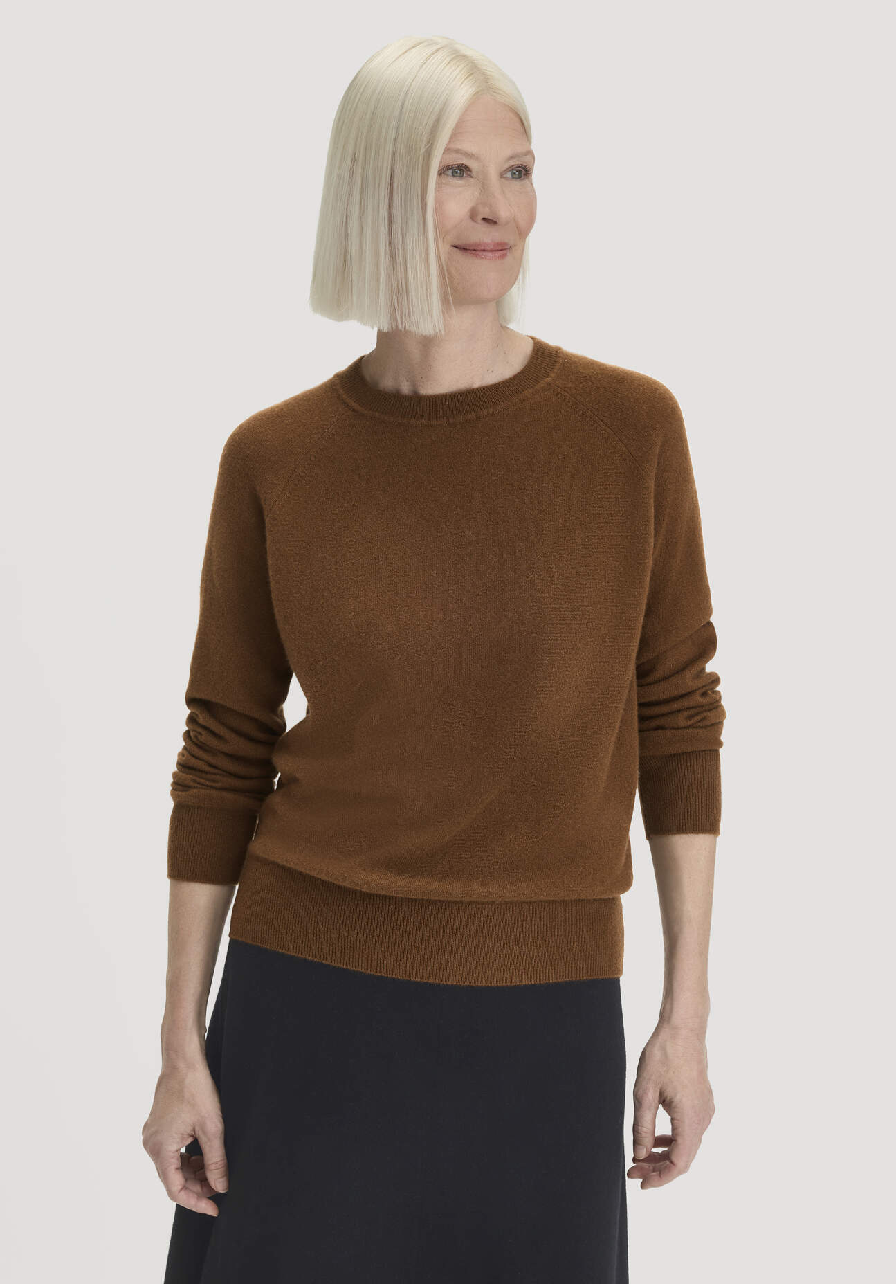 hessnatur Damen Pullover Relaxed BETTER RECYCLING aus Cashmere mit Recycling-Anteil - braun GrösseS