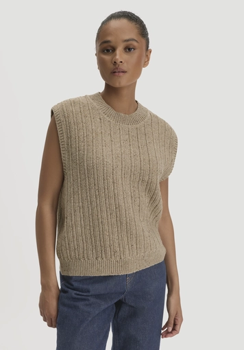 Knit vest in a relaxed style, made from organic cotton with recycled virgin wool - 0