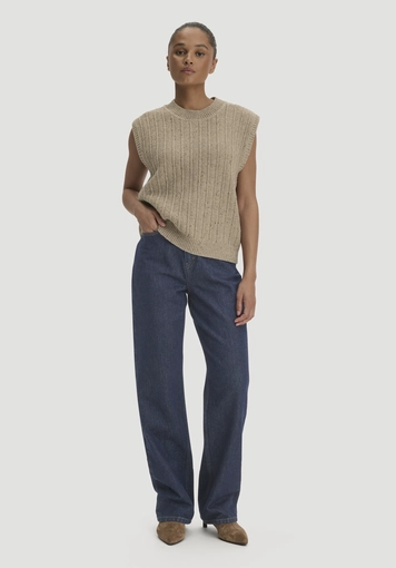 Knit vest in a relaxed style, made from organic cotton with recycled virgin wool - 1