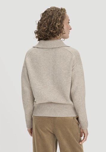 Relaxed knitted Troyer sweater made from virgin wool, recycled wool and organic cotton - 2