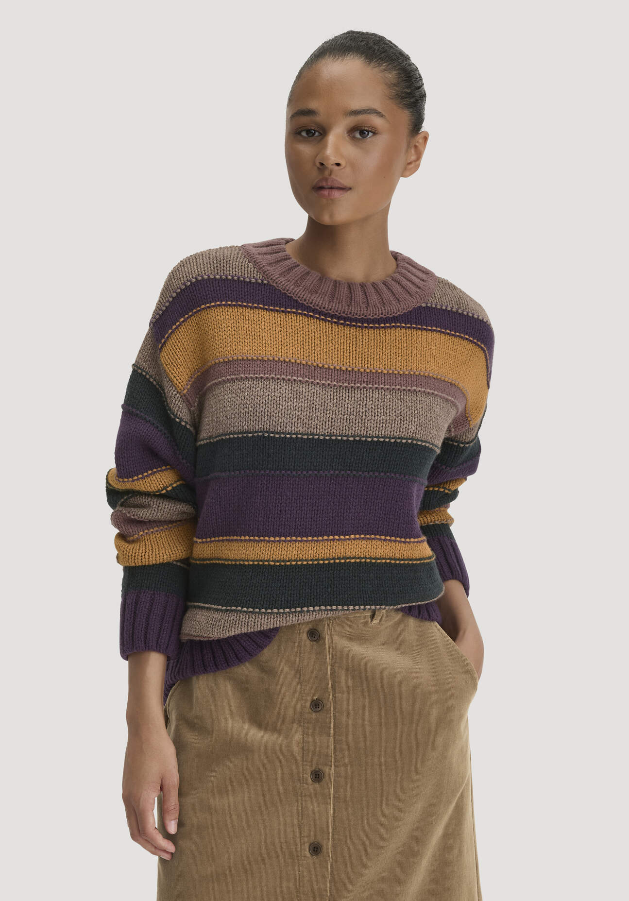 hessnatur Damen Strick-Pullover Oversize aus Schurwolle, recycelter Wolle und Bio-Baumwolle - grün - Größe XL