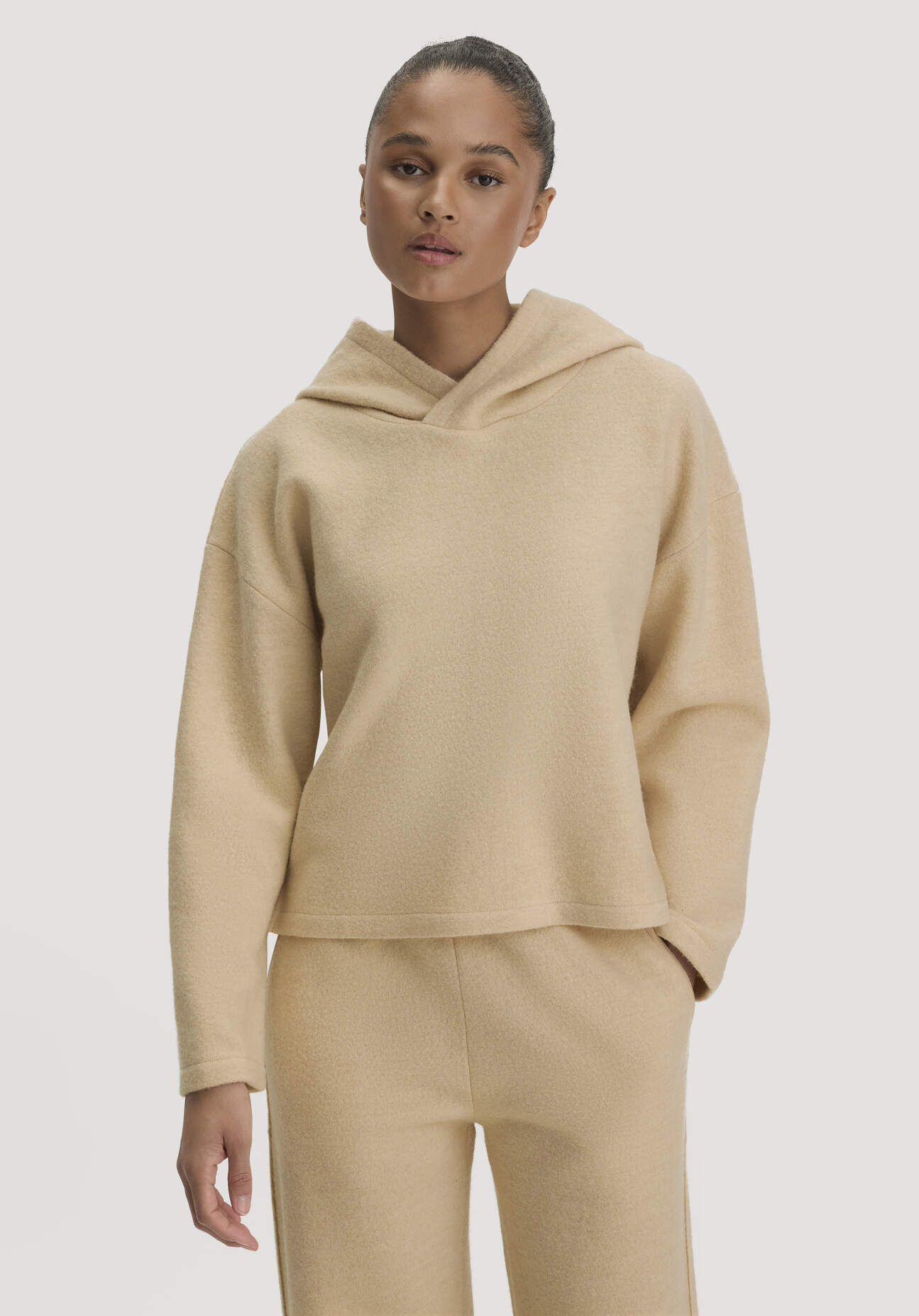 hessnatur Damen Pullover Oversize aus Bio-Merinowolle - beige - Größe S
