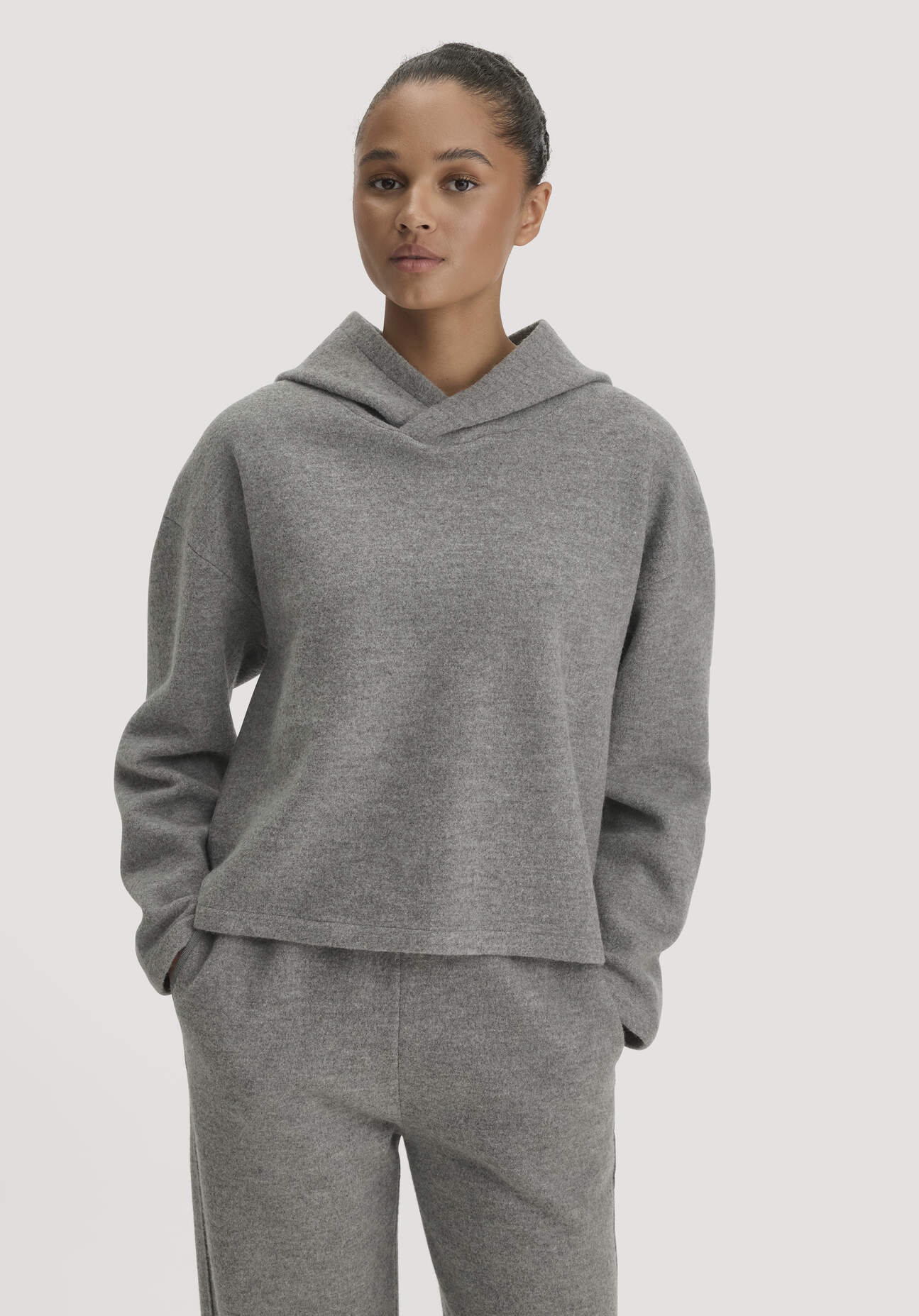 hessnatur Damen Pullover Oversize aus Bio-Merinowolle - grau - Größe L