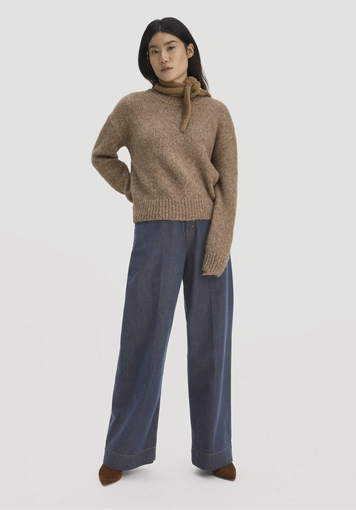 Relaxed knit sweater made of alpaca with organic cotton - 1