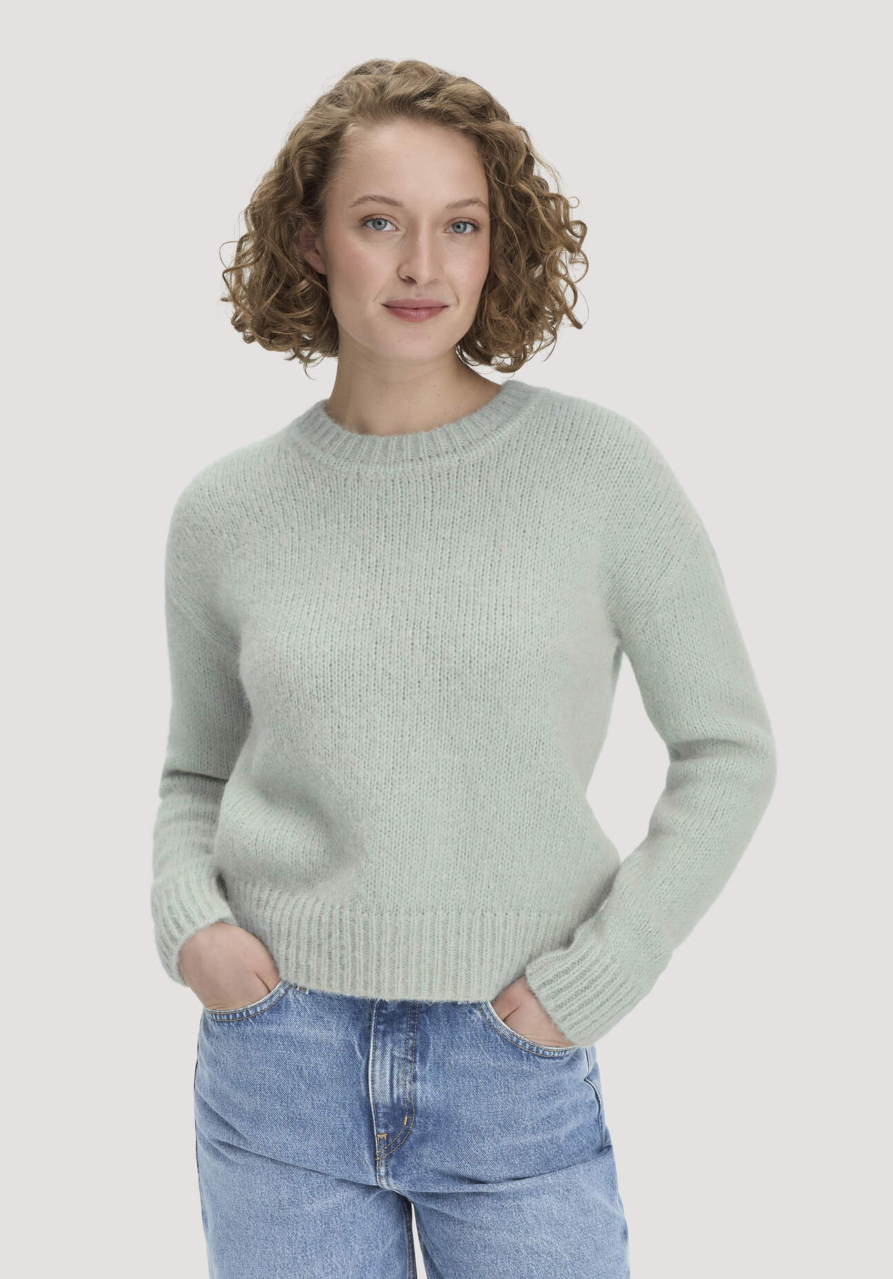 hessnatur Damen Strick Pullover Relaxed aus Alpaka mit Bio-Baumwolle - grün - Größe XL