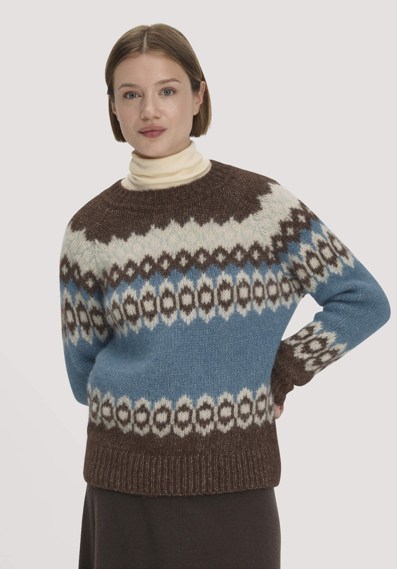 hessnatur Damen Stick Pullover Relaxed aus Alpaka und Bio-Baumwolle - blau - Größe XXL