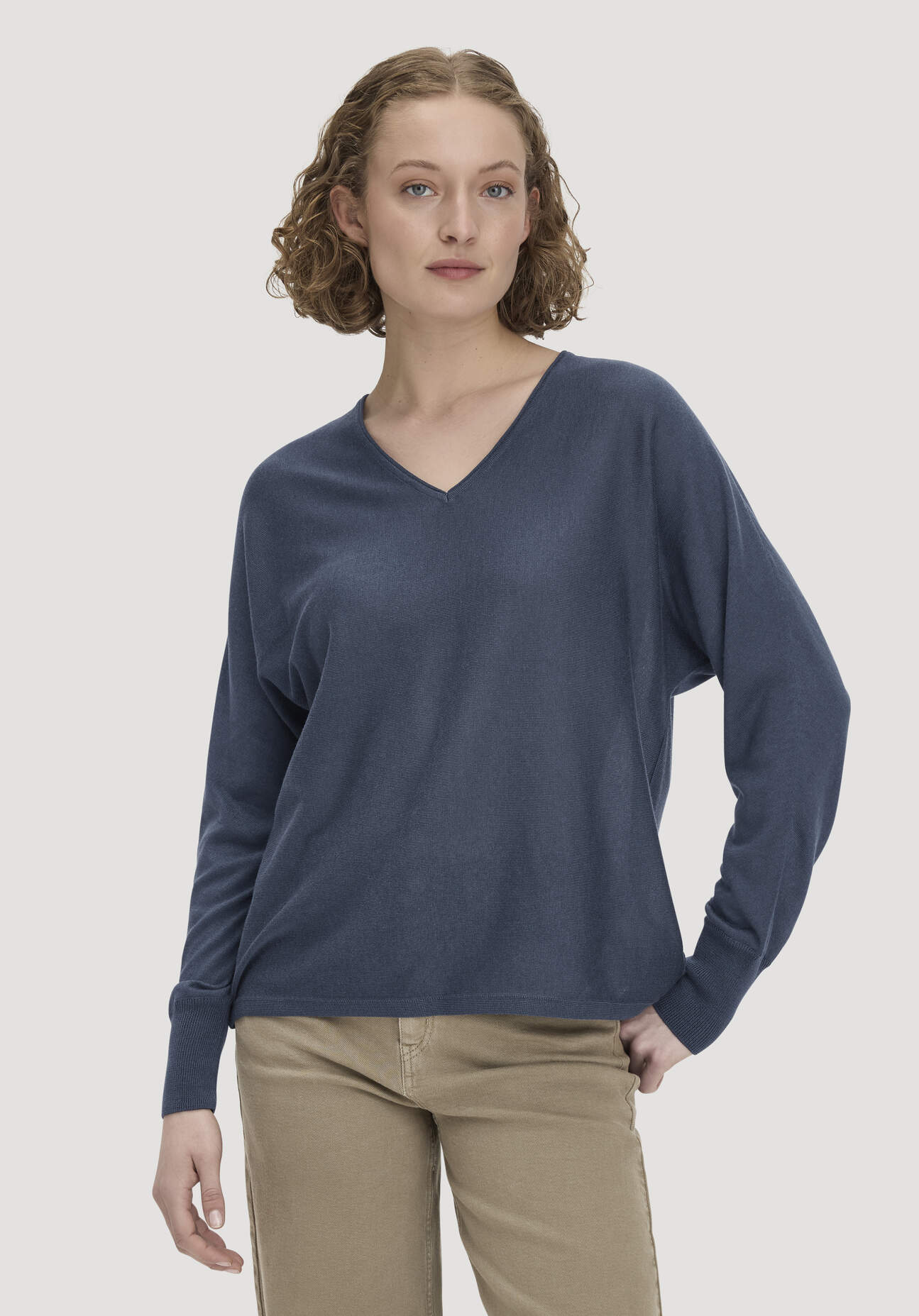 hessnatur Damen Pullover Oversize aus TENCEL™ Lyocell und Bio-Baumwolle - blau GrösseS