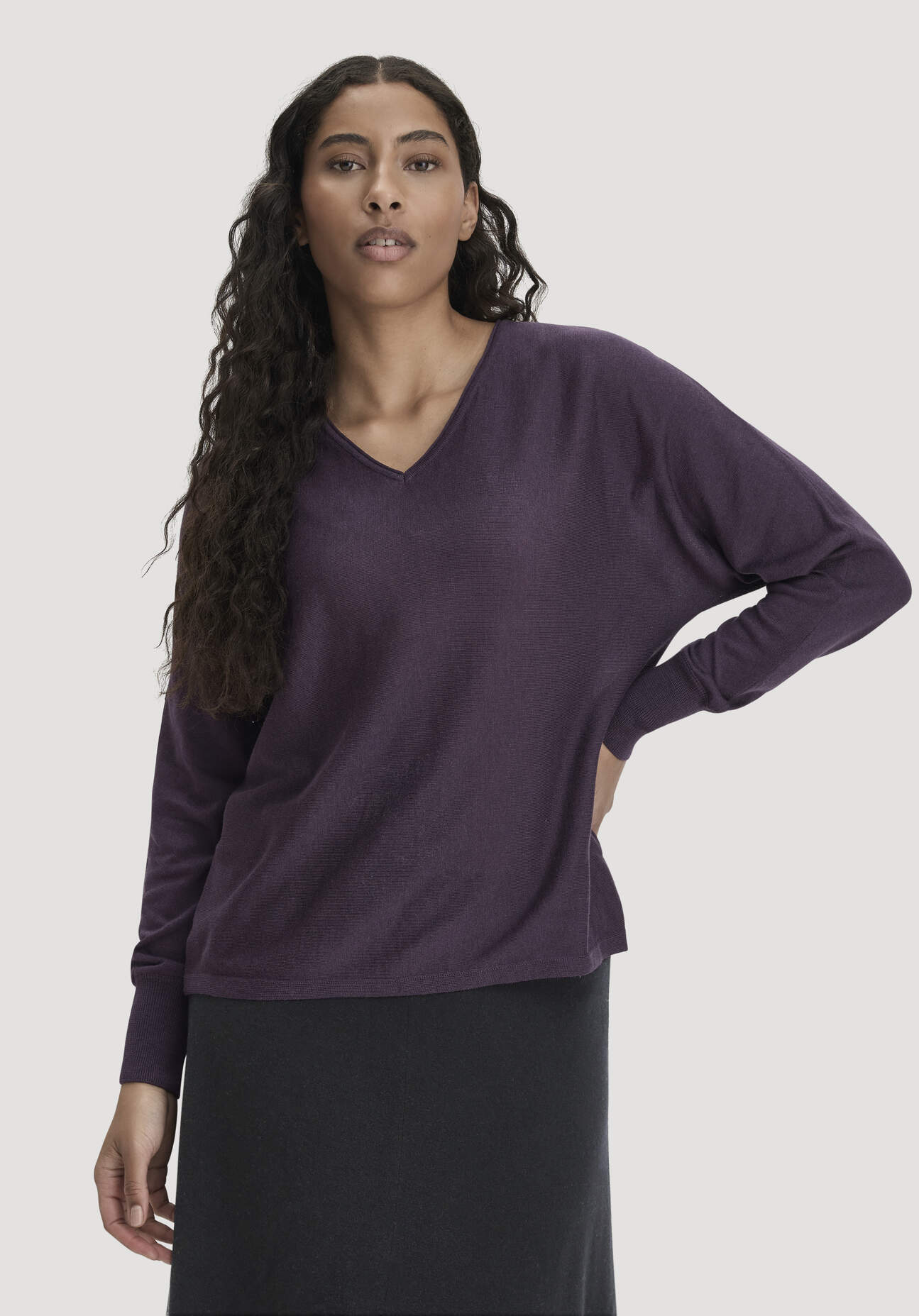hessnatur Damen Pullover Oversize aus TENCEL™ Lyocell und Bio-Baumwolle - lila GrösseL
