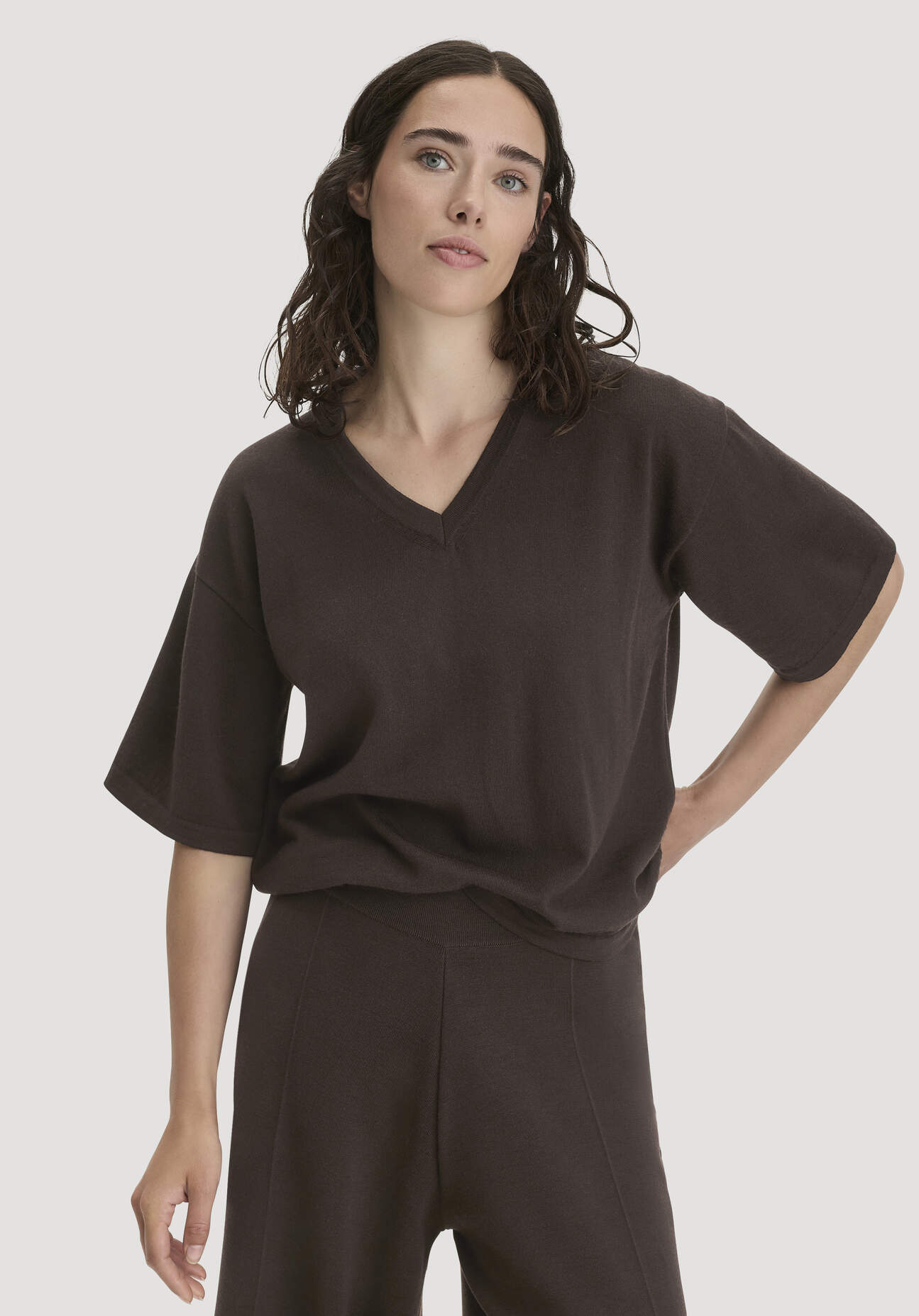 hessnatur Damen Pullover Oversize aus Bio-Merinowolle - braun GrösseL