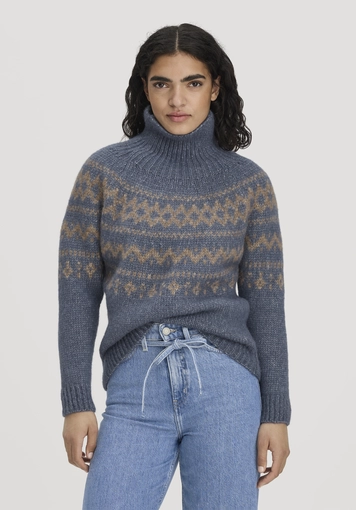Rollkragenpullover Relaxed aus Alpaka und Bio-Baumwolle - 0
