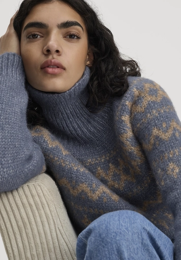 Rollkragenpullover Relaxed aus Alpaka und Bio-Baumwolle - 3