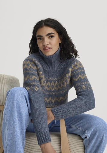 Rollkragenpullover Relaxed aus Alpaka und Bio-Baumwolle - 4