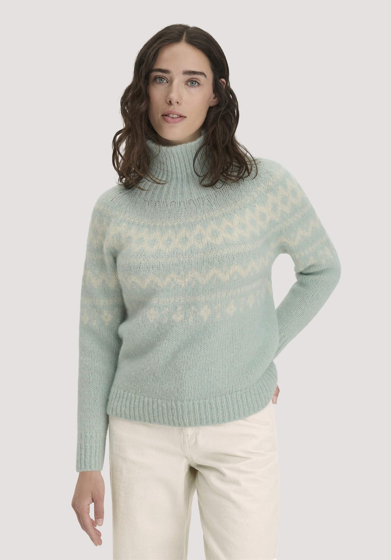 hessnatur Damen Rollkragenpullover Relaxed aus Alpaka und Bio-Baumwolle - grün - Größe L