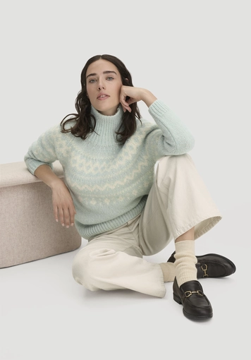 Rollkragenpullover Relaxed aus Alpaka und Bio-Baumwolle - 4