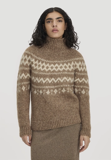 Rollkragenpullover Relaxed aus Alpaka und Bio-Baumwolle - 0