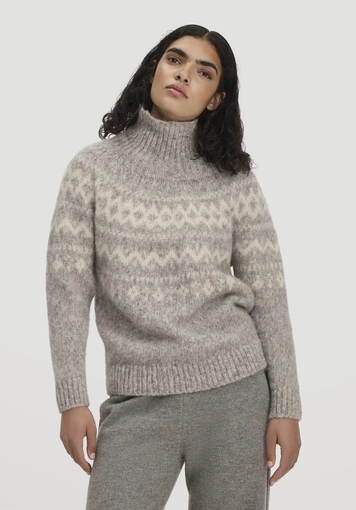 Rollkragenpullover Relaxed aus Alpaka und Bio-Baumwolle - 0