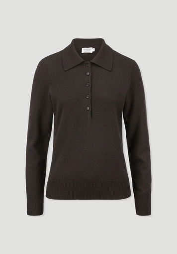 Regular-size polo sweater made from organic virgin wool with cashmere Regular-size polo sweater made from organic virgin wool with cashmere
