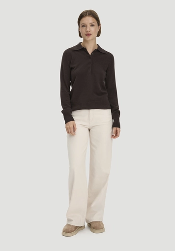 Regular-size polo sweater made from organic virgin wool with cashmere - 1