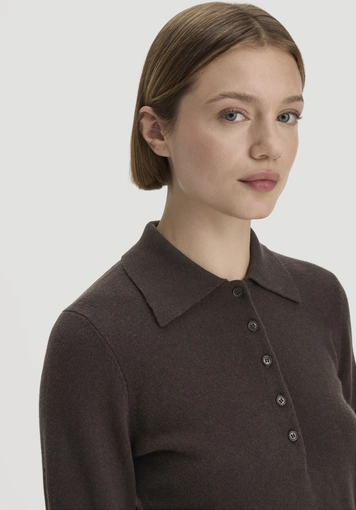 Regular-size polo sweater made from organic virgin wool with cashmere - 3