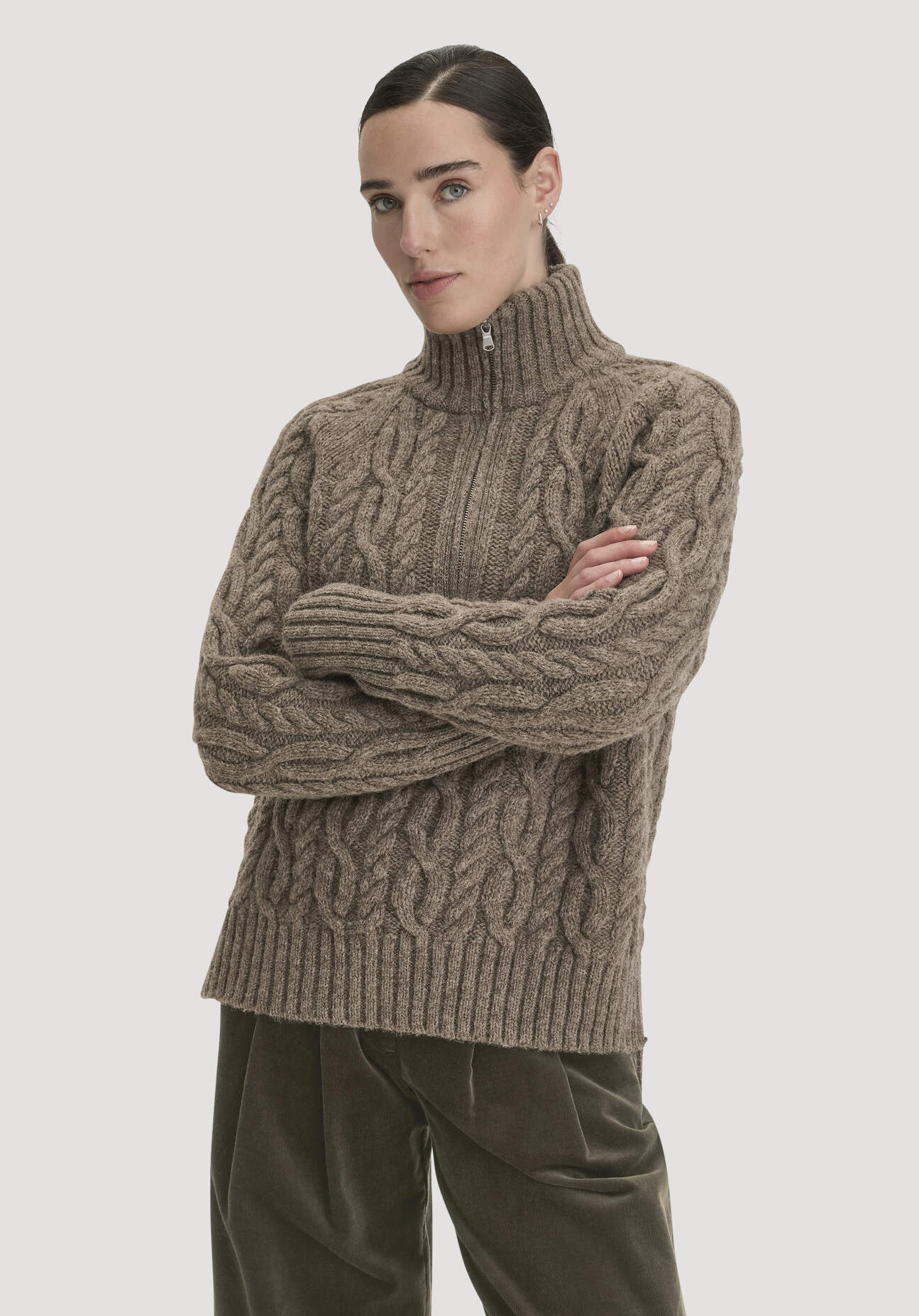 hessnatur Damen Strick Troyer Oversize aus Rhönwolle und europäischer Schurwolle - beige - Größe XL