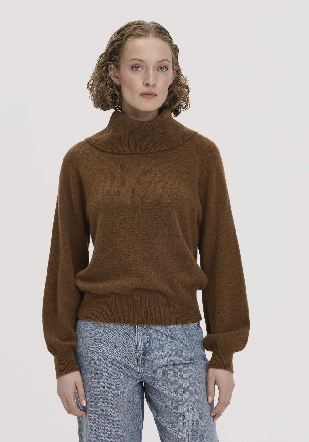 hessnatur Damen Strick-Pullover Relaxed BETTER RECYCLING aus Kaschmir - braun GrösseM