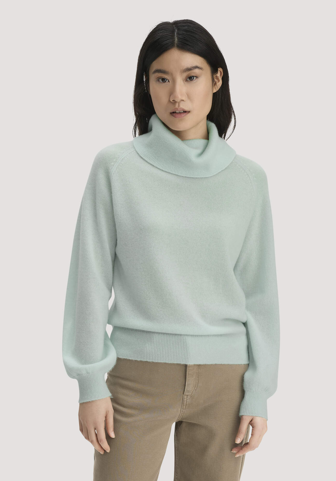 hessnatur Damen Strick-Pullover Relaxed aus Cashmere mit Recyclinganteil - grün - Größe XL