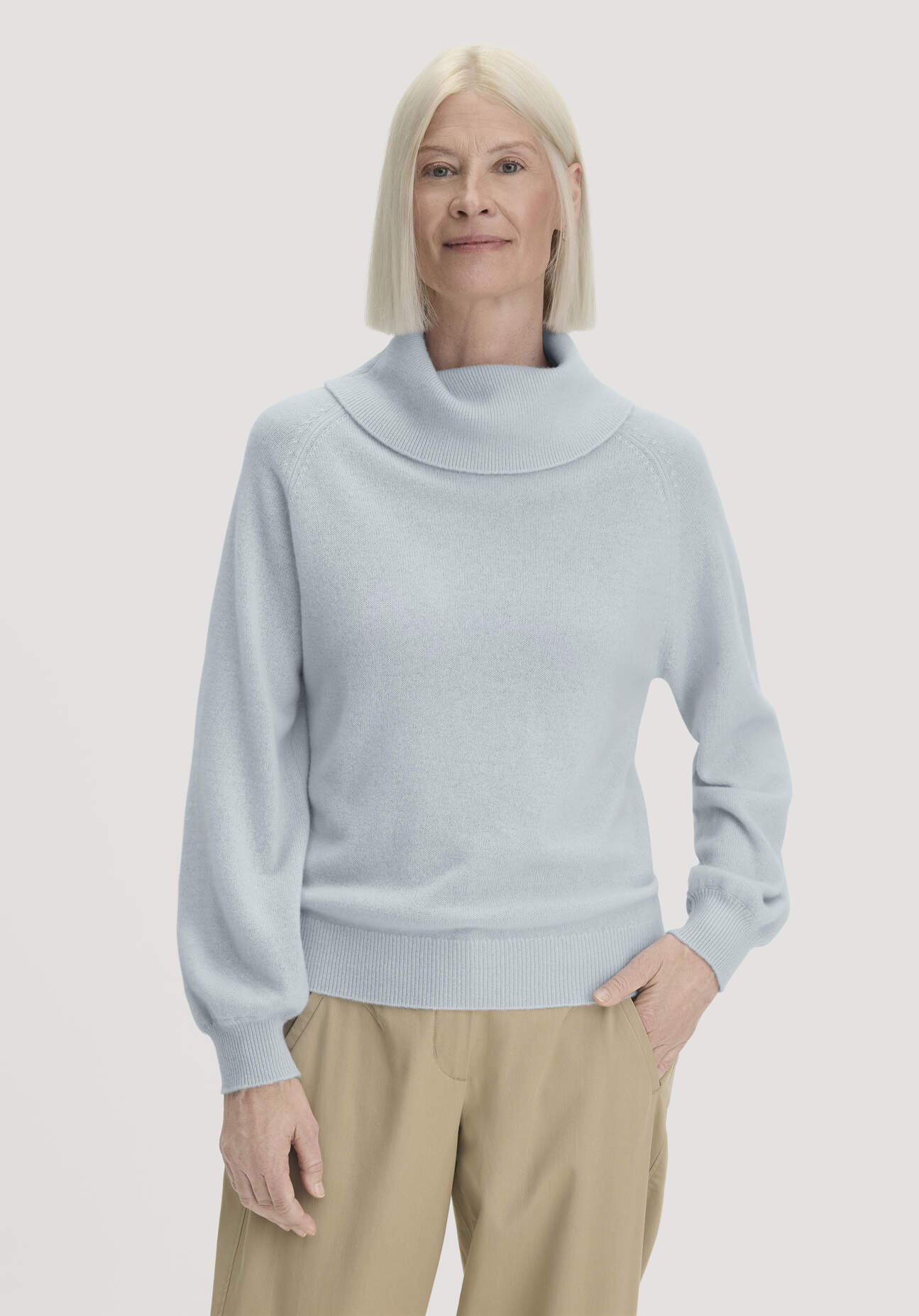 hessnatur Damen Strick-Pullover Relaxed aus Cashmere mit Recyclinganteil - blau - Größe S