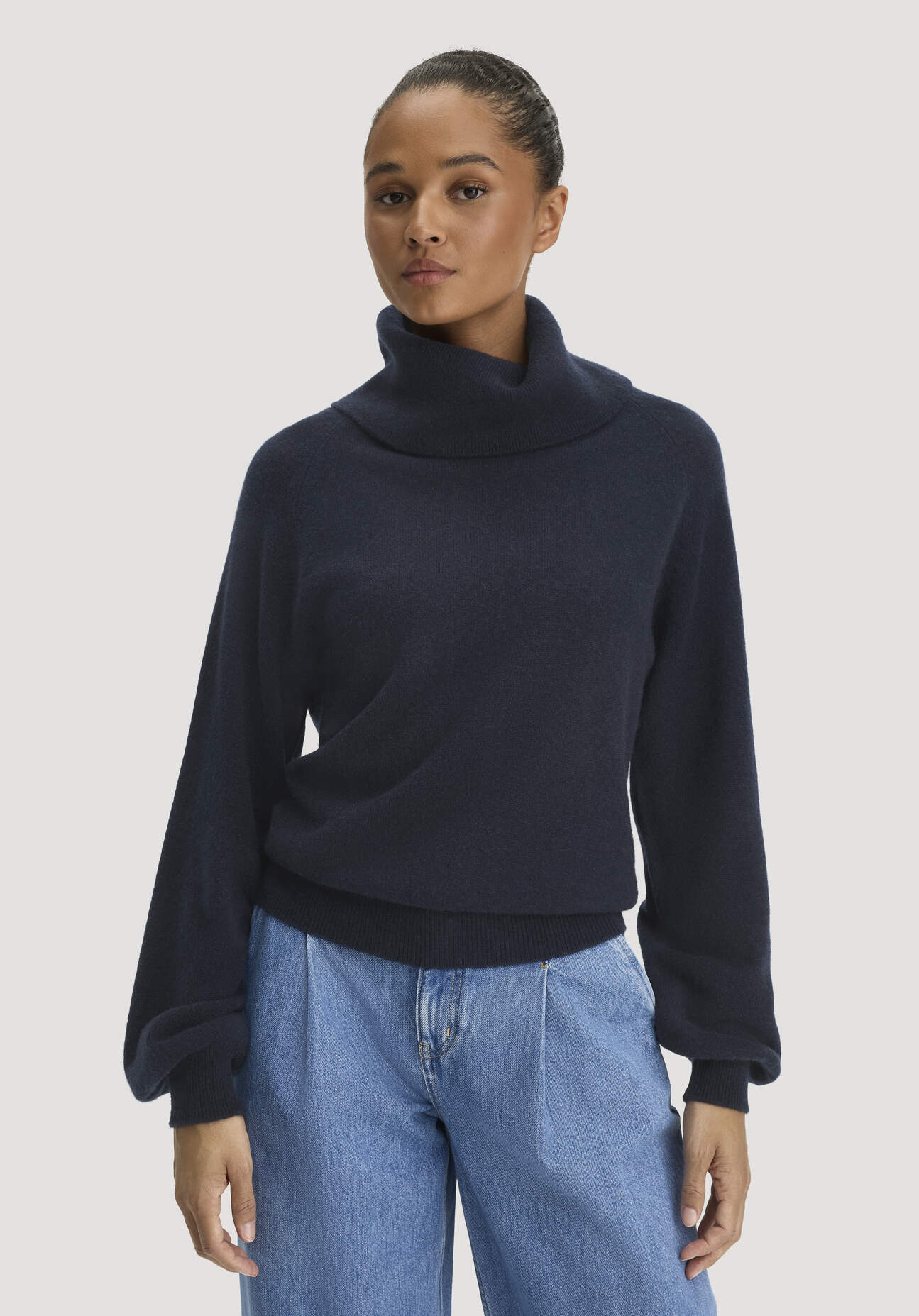 hessnatur Damen Strick-Pullover Relaxed BETTER RECYCLING aus Kaschmir - blau GrösseM