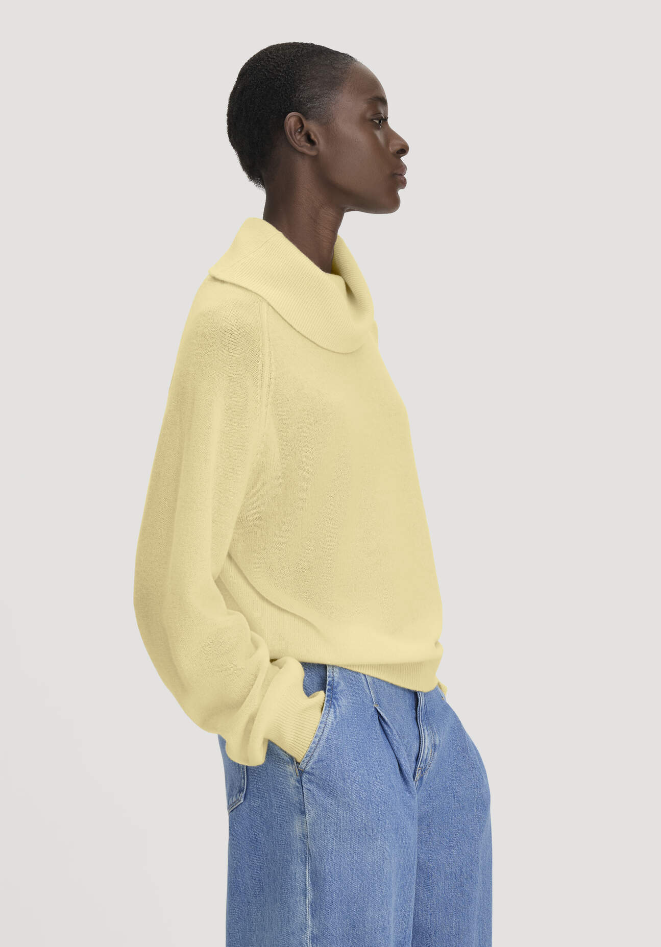 hessnatur Damen Strick-Pullover Relaxed BETTER RECYCLING aus Kaschmir - gelb GrösseM