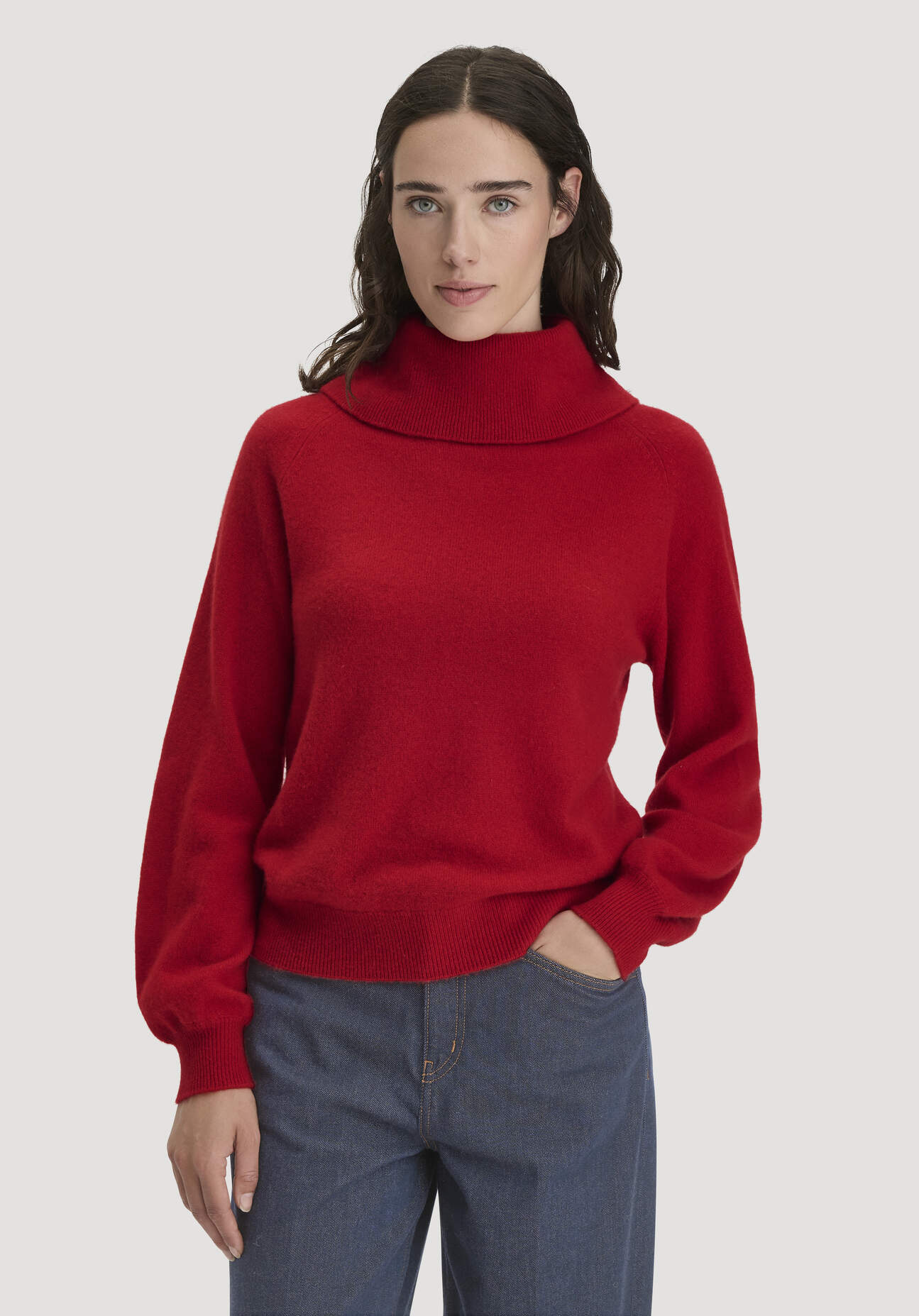 hessnatur Damen Strick-Pullover Relaxed BETTER RECYCLING aus Kaschmir - rot GrösseM