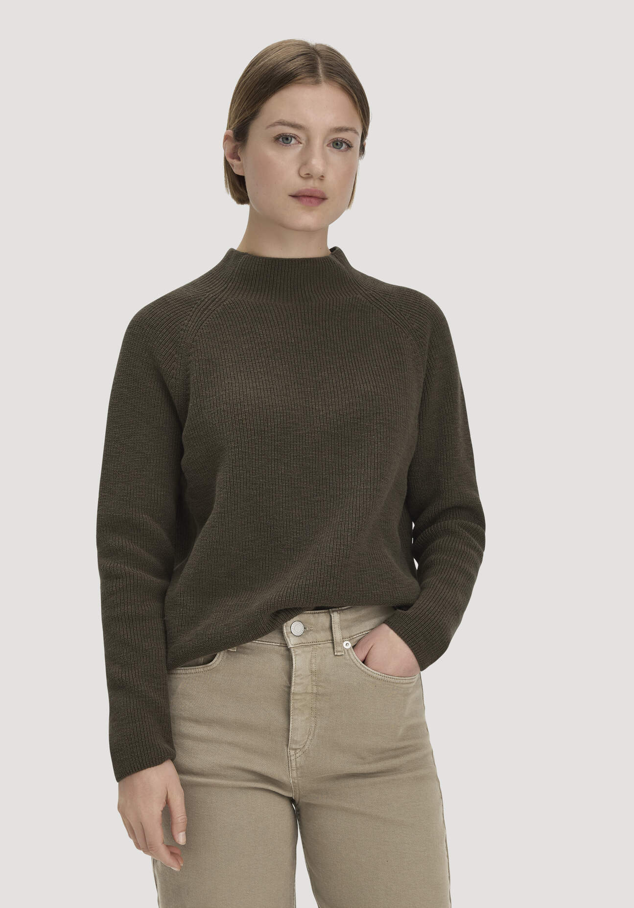 hessnatur Damen Strickpullover Relaxed aus Bio-Baumwolle - grün GrösseL