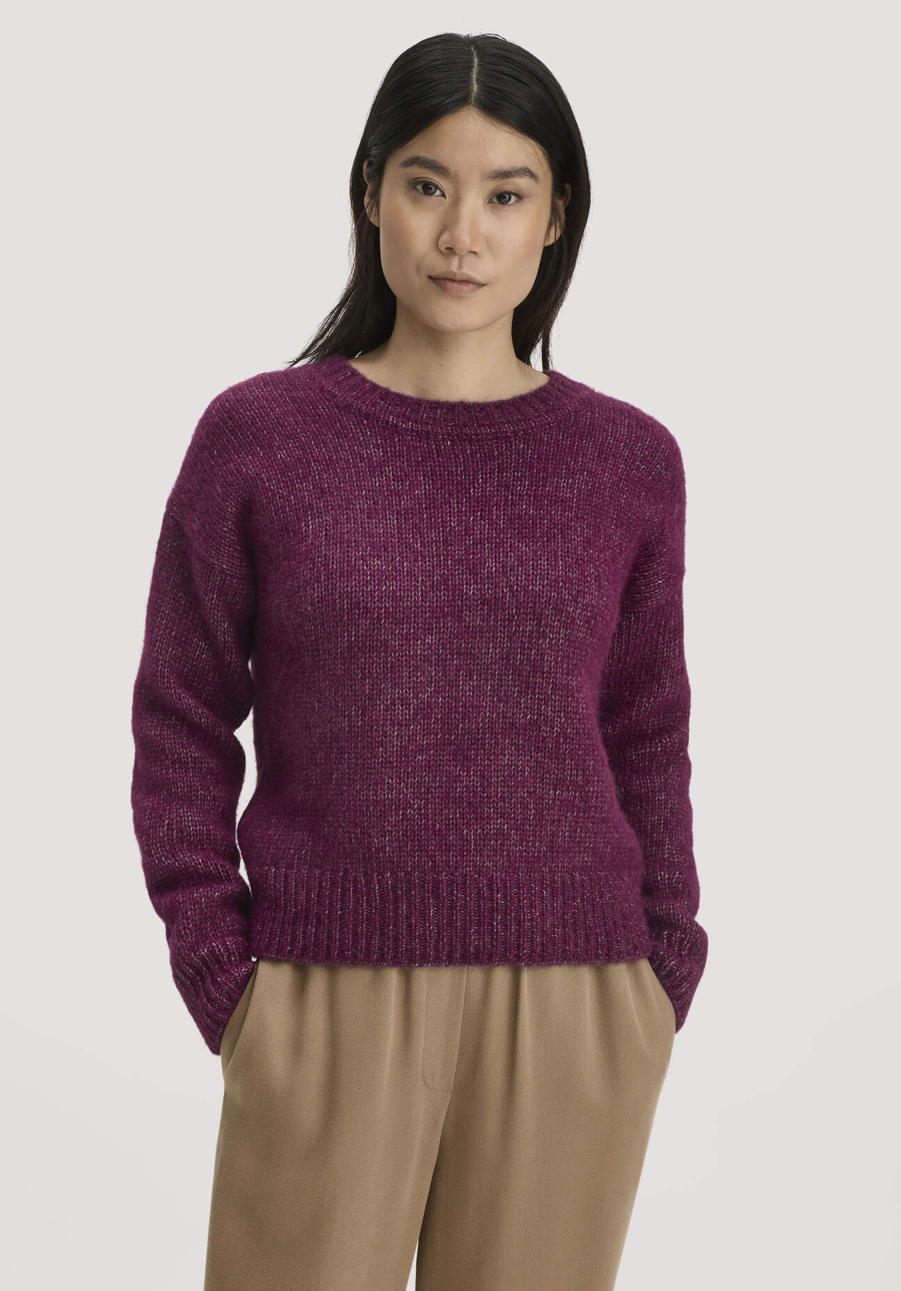 hessnatur Damen Strick Pullover Relaxed aus Alpaka mit Bio-Baumwolle - rot - Größe XXL