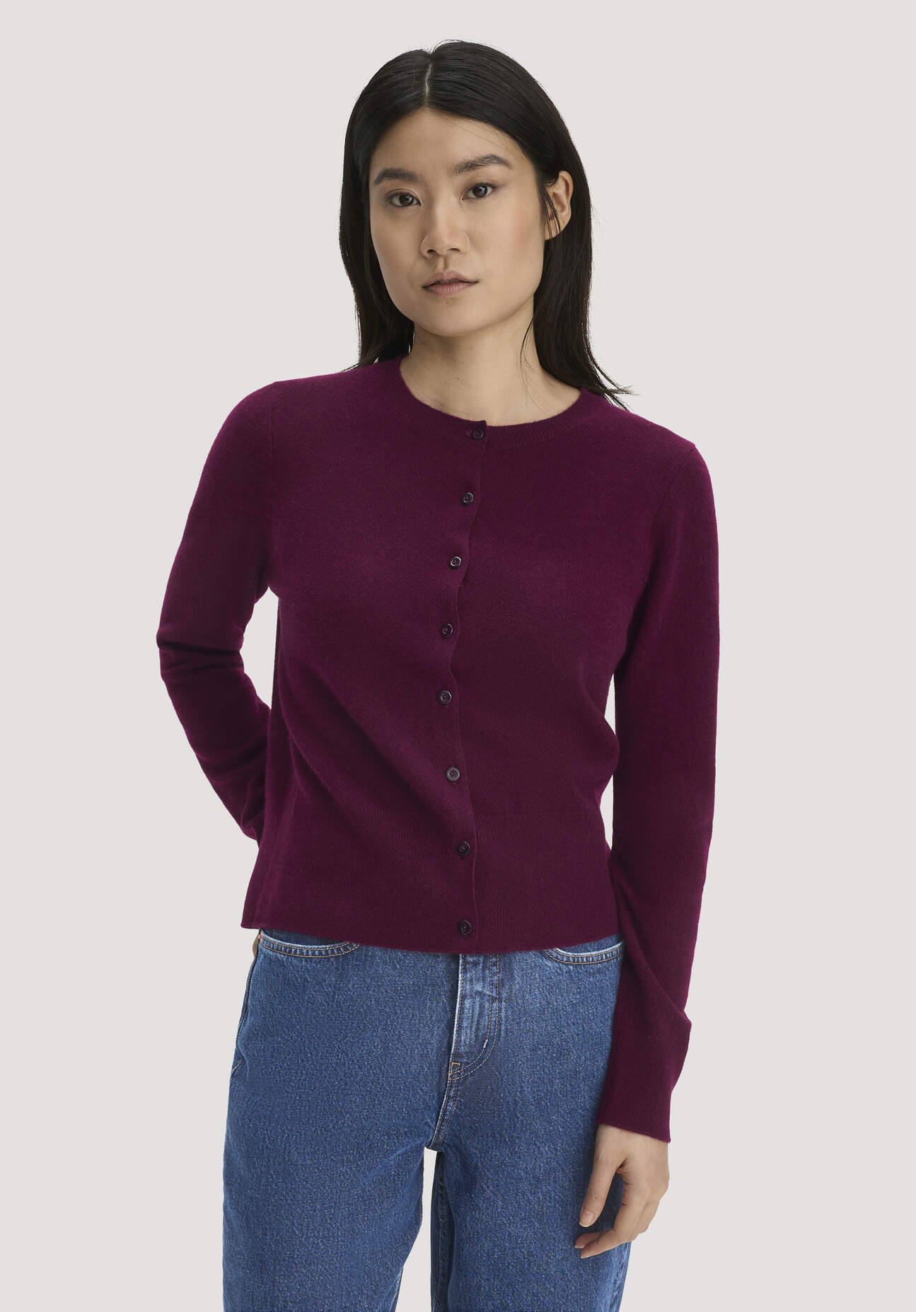 hessnatur Damen Strick Jacke Regular BETTER RECYCLING aus Cashmere - rot GrösseL