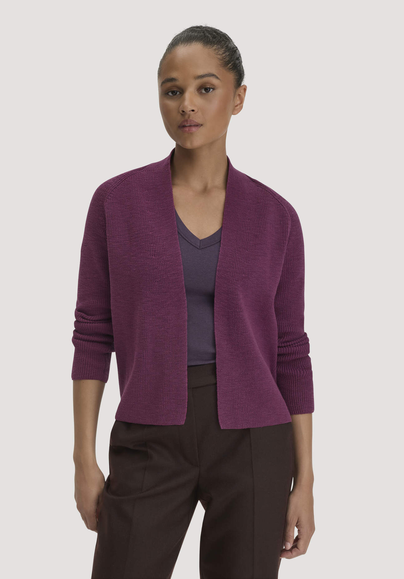 hessnatur Damen Strick Jacke Regular aus Bio-Baumwolle - rot GrösseM