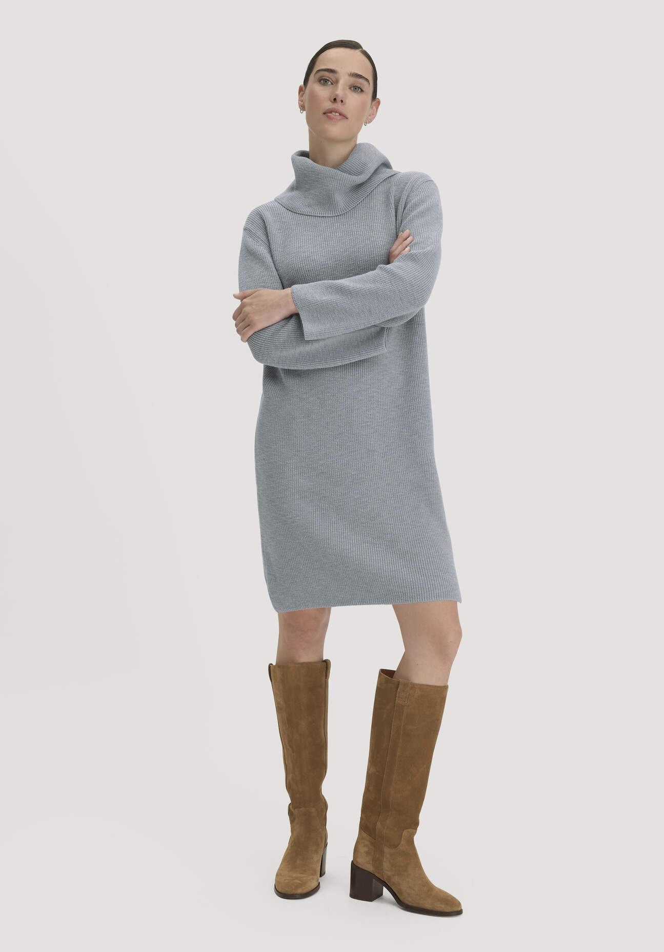 hessnatur Damen Strickkleid Relaxed aus Bio-Baumwolle - blau GrösseXS