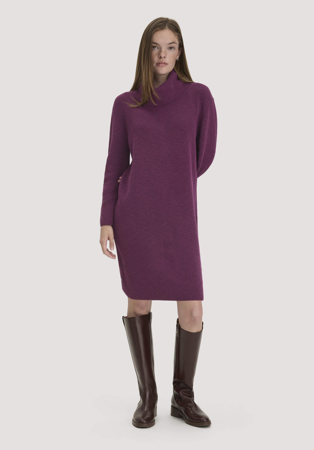 hessnatur Damen Strickkleid Relaxed aus Bio-Baumwolle - rot GrösseXS
