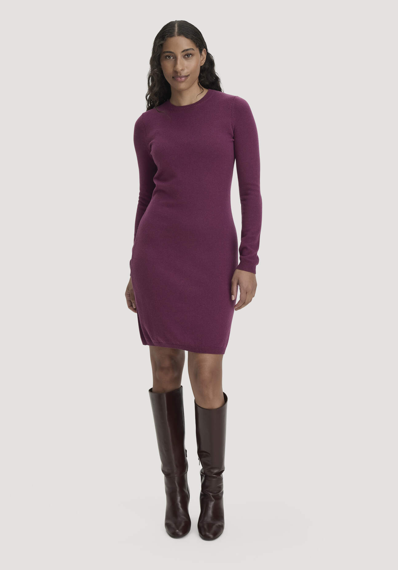 hessnatur Damen Strickkleid Regular aus Bio-Schurwolle mit Cashmere - rot GrösseXL