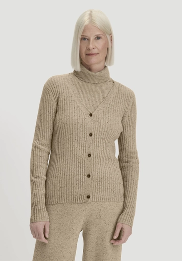 Slim fit cardigan made from organic cotton and recycled virgin wool - 0
