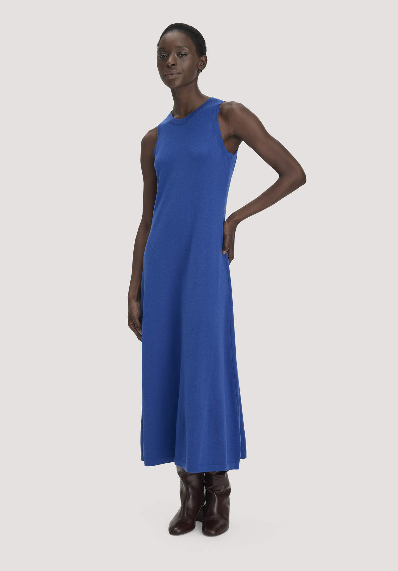 hessnatur Damen Strickkleid Regular aus Bio-Merinowolle - blau GrösseL