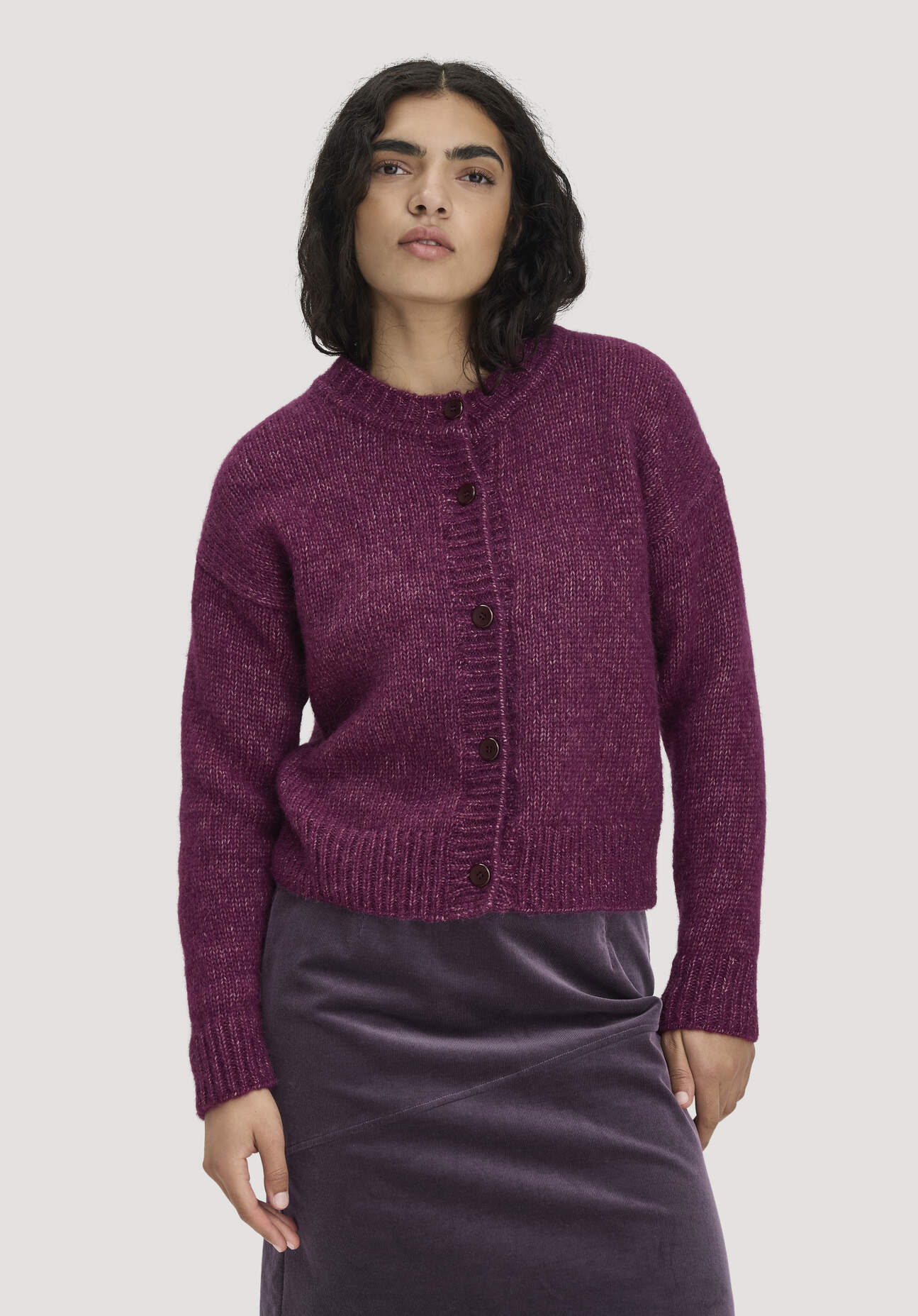 hessnatur Damen Strickjacke Relaxed aus Alpaka und Bio-Baumwolle - rot GrösseL