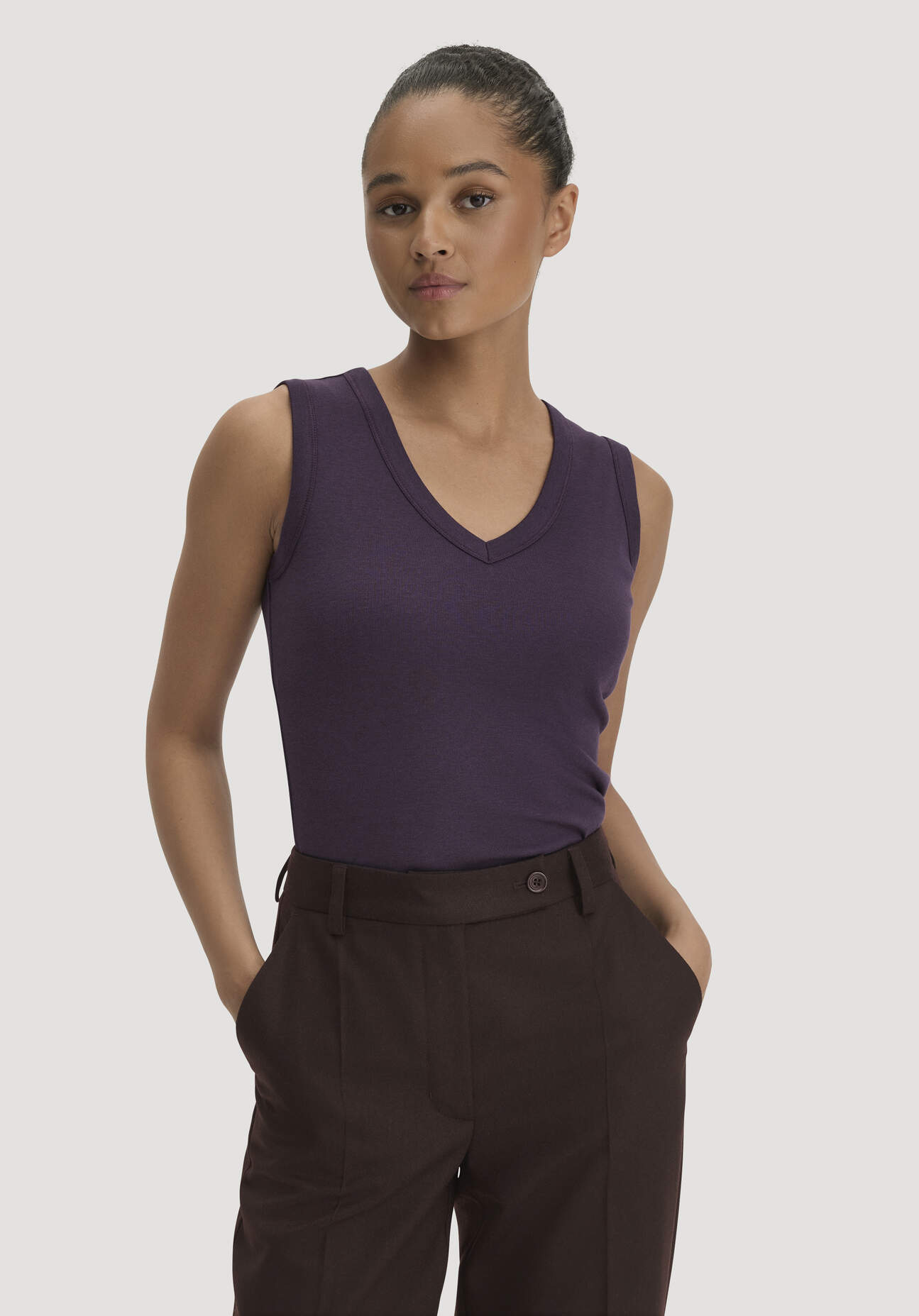 hessnatur Damen Softrib Top Fitted aus Bio-Baumwolle und TENCEL™ Modal - lila Grösse38