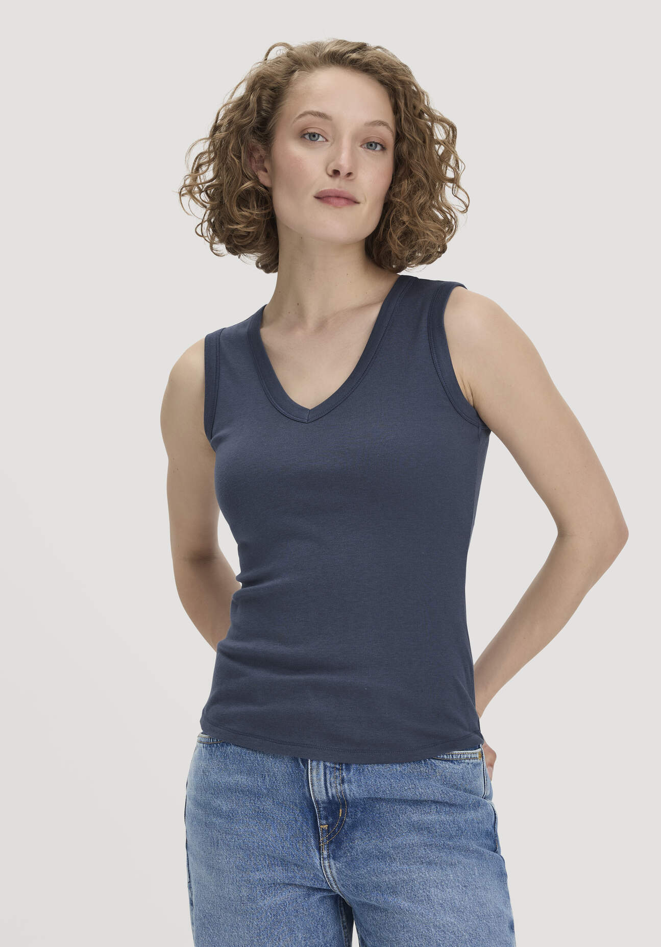 hessnatur Damen Softrib Top Fitted aus Bio-Baumwolle und TENCEL™ Modal - blau Grösse36