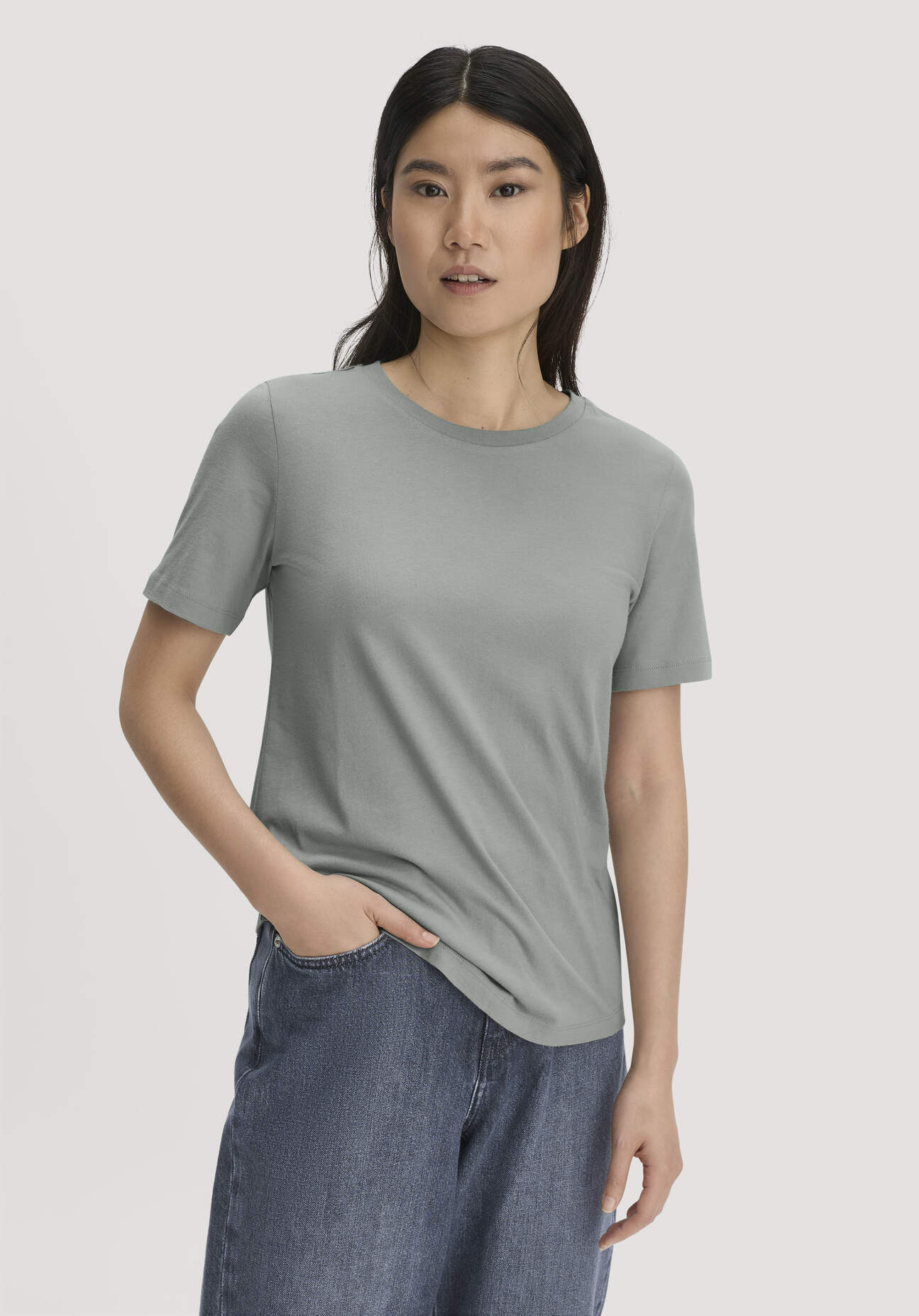 hessnatur Damen T-Shirt Regular aus Regenerative Organic Cotton (ROC) - blau Grösse40