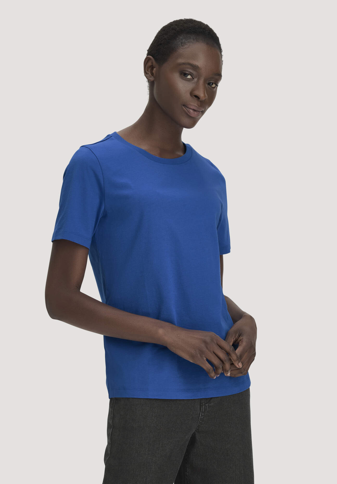 hessnatur Damen T-Shirt Regular aus Regenerative Organic Cotton (ROC) - blau Grösse40