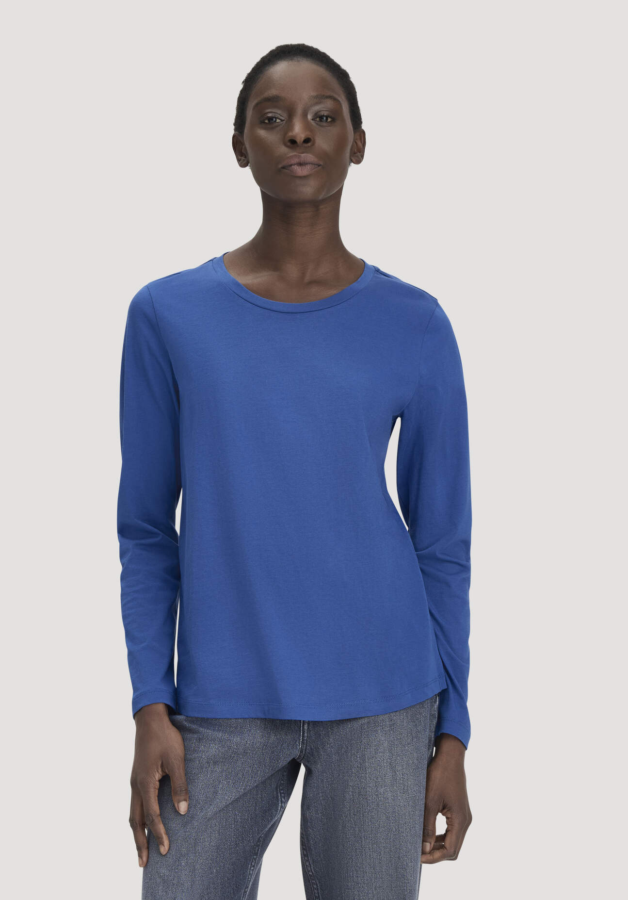 hessnatur Damen Longsleeve Relaxed aus Regenerative Organic Cotton (ROC) - blau Grösse34